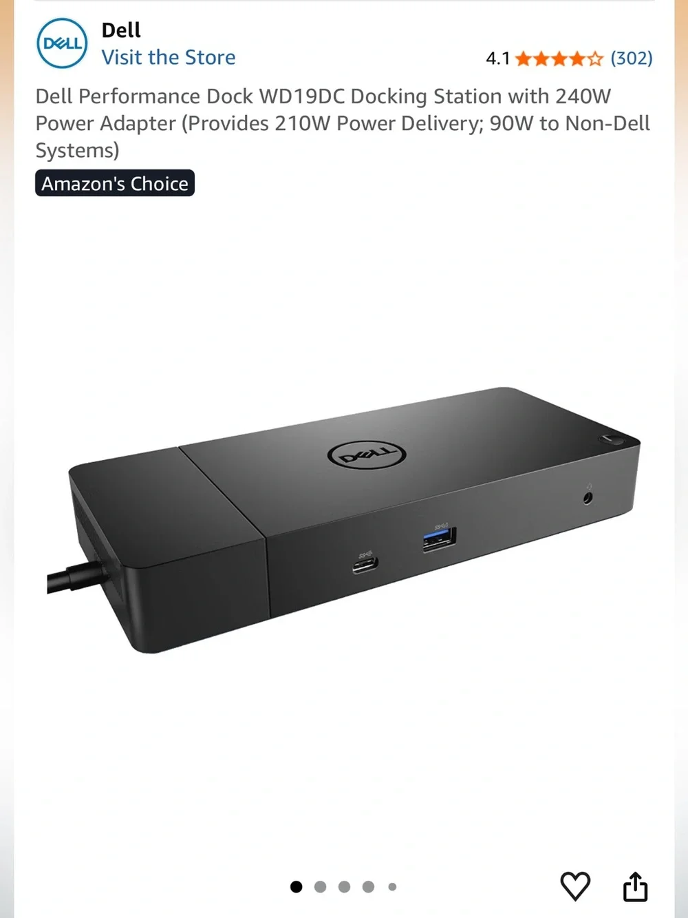 Dell Performance Dock WD19DC Docking Station